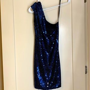 Blue sequin mini dress